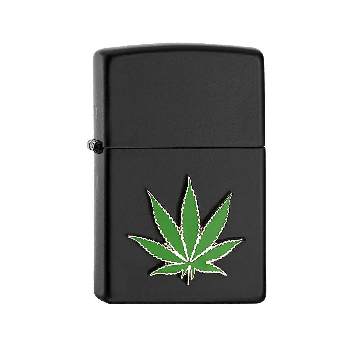 ZIPPO - CANNABIS LEAF EMBLEM BLACK MATTE