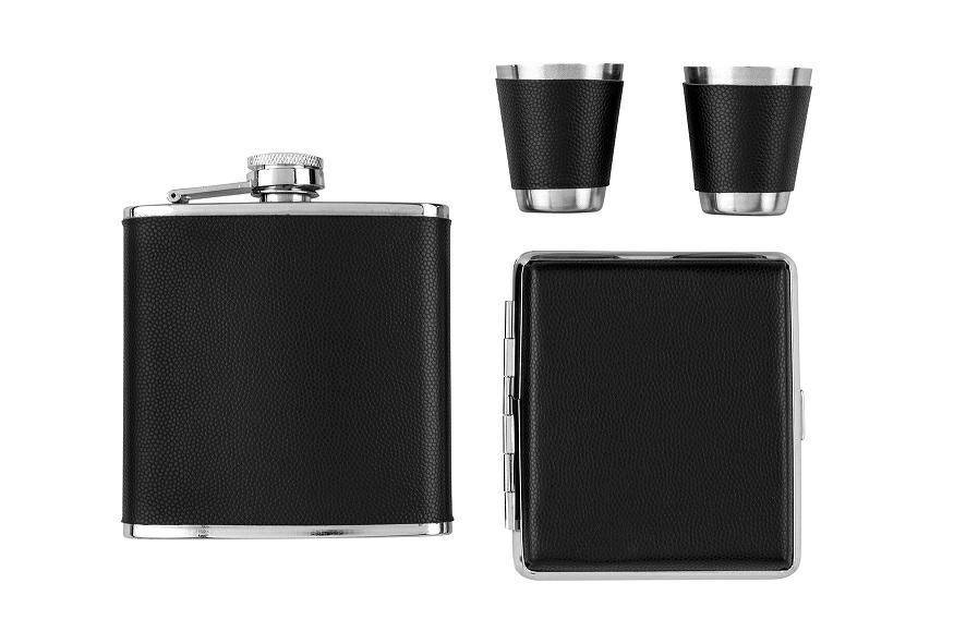 Set No. 9 - Flask / 2 Glasses / Cigarette Case