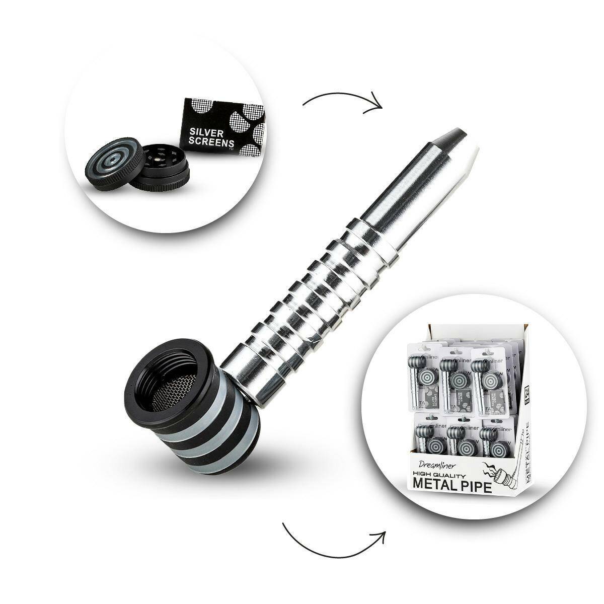Metal pipe with Tobacco grinder Set